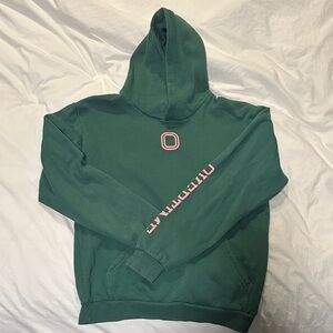 Stylish Green Hoodie with Pink Lettering
